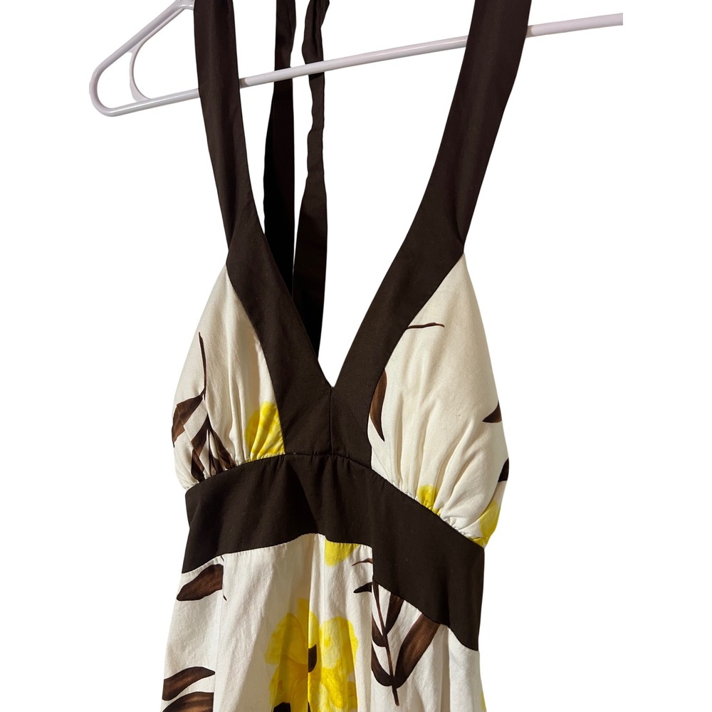 Speechless Halter Dress Size‎ 7 Y2K Floral Empire Waist White Yellow Brown - Picture 5 of 9
